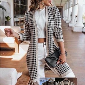 Black and Beige Open Cardigan